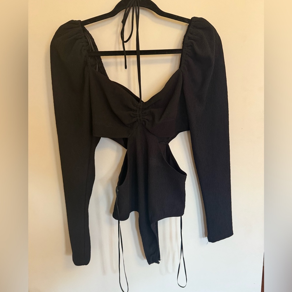 Astr Black Long Sleeve Blouse